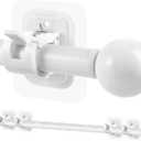 Curtain Rods No Drilling for Windows Set 30 to 45 Inch,5/8 Inch Diameter Drapey Pole with No Drill Curtain Rod Brackets,Renter Friendly Cortineros Para Ventanas with Adhesive Holder Hook (White)