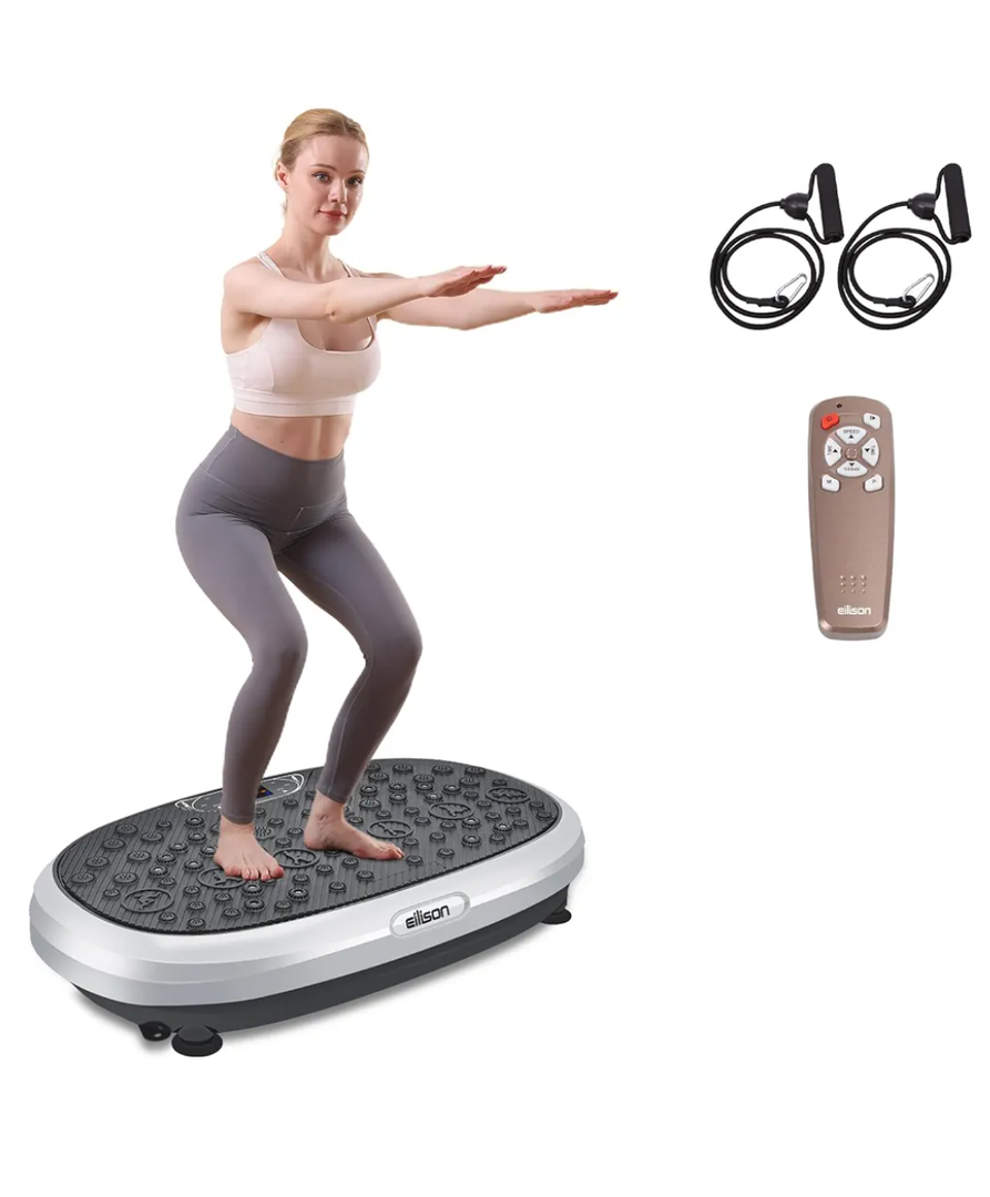 EILISON FitMaxx 3D XL Vibration Plate Exercise Machine - Whole Body Workout Vibration Platform w/Loop Bands - Lymphatic Drainage Machine for Weight Loss, Shaping, Recovery (Fitmaxx Silver, 818)
