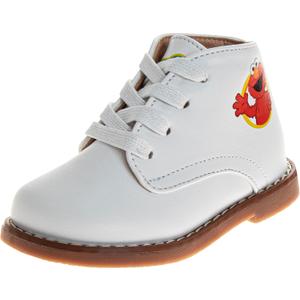 Josmo Baby Elmo Sesame Street Walking Shoes - Lightweight Synthetic First Step Walker Dress Boots Non-Slip Bottom High top - Elmo White (Size 3 Infant)