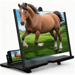 Screen Magnifier Version for Cell Phone, 2026 New 3D HD Mobile Phone Magnifier Projector with Adjustable Angle, Desktop Amplifier for Movies, Gaming & Seniors Reading (Black 10'')