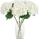 4PCS Real Touch White Hydrangea Artificial Flowers 21'' Large Latex Fake Hydrangea Flowers Faux Hydrangea with Stem for Wedding Home Room Table Centerpiece Indoor Baby Shower Decorations (White)