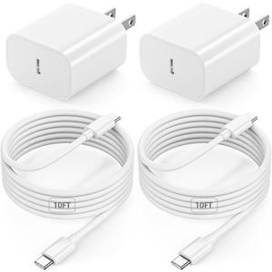 10FT iPad Charger Fast Charging Cord, 2Pack 20W USB C Fast Charger with 10 ft Long Charging Cable for iPad 10th/11th(A16) Generation, iPad Pro 13/12.9/11 inch, iPad Air 11/13 inch/4th/5th, iPad mini (White)