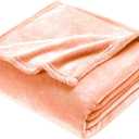 DREAMNINE Super Soft Fuzzy Fleece Throw Blanket for Couch Sofa 50" x 60", Decorative Solid Lightweight Velvet Blanket for Chair, Cozy Accent Shaggy Micro Plush Flannel Blankets for Bedroom Dorm, Peach