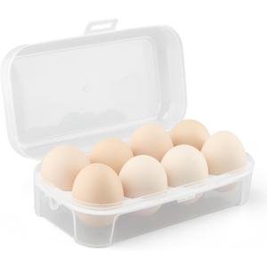 Egg Holder Camping, Shockproof 8 Grid Egg Container Clear Portable EggTray with Lid Plastic Eg-g Carrier for Refrigerator, Eg-g Storage Case for Camping Picnic Travel(SIZE:8)