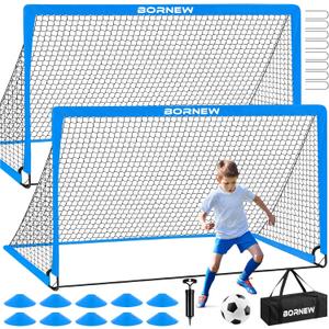 Kids Soccer Goal for Backyard Set - 2 Set of 6X4 / 4X3 ft Toddler Soccer Nets Training Equipment, Soccer Ball, Pop Up Portable Soccer Set for Kids and Youth Games and Training Goals Ages 3-16 Gift