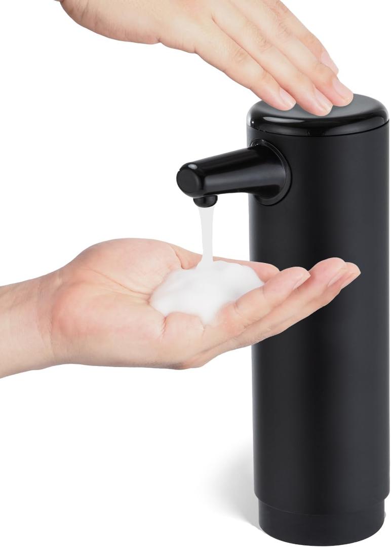 Home Zone Living Foaming Hand Soap Dispenser with Matte Black Outer Cover, Refillable Pump for Kitchen and Bathroom Sinks