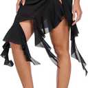 RELLECIGA Women's Beach Cover Up with Built-in Briefs Mesh Mid-Waisted Tummy Control Swim Skirt Swimsuit Bottom (Black, M)