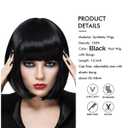 10Inch Black Wig with Bang Short Straight Hair Cosplay Bob Wig For Girls Women Theme Party (Black)