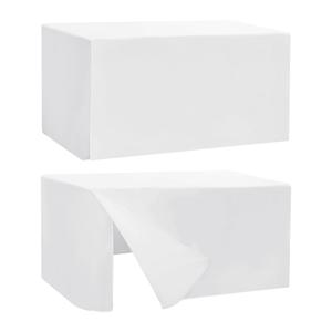 HolidayIdeas 2 Pack Square Fitted Table Covers - 34 x 34 Inch - Fabric Table Clothes Versatile Tablecloths for Parties, Holiday Dinner, Trade Show, Vendor Stand (White)