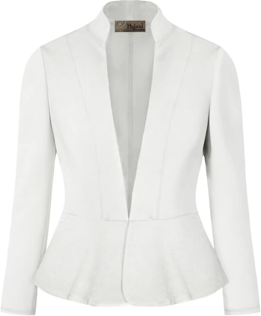 Hybrid & Company Women's Casual Work Office Elegant Open Front Premium Nylon Blazer Jacket (3X, Jk1135-ivory)