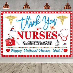 8x6 FT Thank You Nurses Backdrop Happy National Nurses Week Photography Background Nurse Appreciation Week Banner Decorations Indoor Outdoor Hospital Doctor Party Supplies