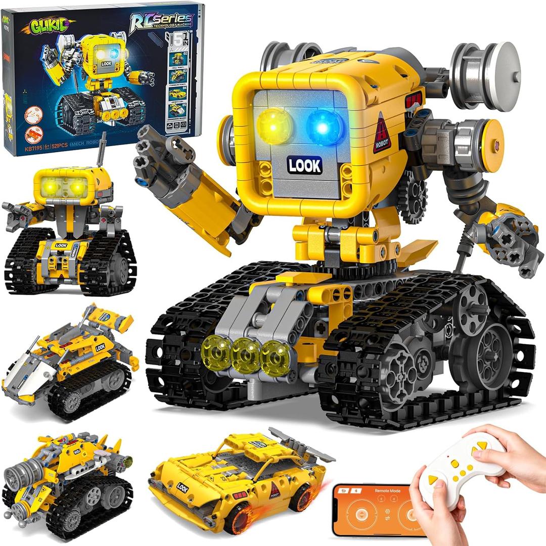 5 in 1 STEM RC Robotics Kit, APP & Remote Control Robot Building Kit, DIY Science Kits for Kids Age 8-12, 8 Year Old Boy Birthday Gift