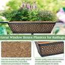 Halatool 4 Pack 30 Inch Window Box with Coco Liner Sturdy Metal Deck Railing Planter with Coconut Coir Basket Liners for Windowsill Fence Porch Balcony and Patio Outdoor Indoor Lawn