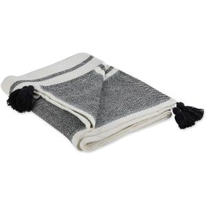 DII New Traditional, 2-Tone Chevron Stripe Throw, 50x60, Black