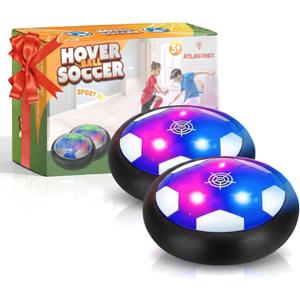 Atlasonix Hover Soccer Ball - Indoor Soccer Ball, Indoor Flying Toy Games (2 Floating Disk) Boy Birthday Gifts, Indoor Silent Game | 2 in 1 Pack
