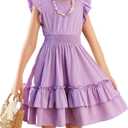 Arshiner Girls Dresses Flutter Sleeve A-Line Sundress Casual Summer Tiered Swing Midi Pocket Dress (8)