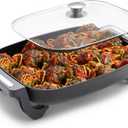 Blue Diamond 7QT 5-in-1 Extra Large Electric Skillet, Healthy Ceramic Nonstick Interior, Non-Toxic PFAS-Free, Temperature Control, Mother's Day Gift, Stay Cool Handles, Easy Clean, Graphite (Electric Skillet)