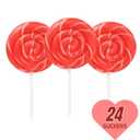 2 x Red Swirl Lollipops, 24 Count Classic Hard Candy Suckers, Individually Wrapped Sweet Treats for Snacking, Parties, Buffets, and Everyday Enjoyment (EXP 09/08/27)