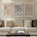 Framed Large Vintage William Morris Wall Art, Neutral Abstract Floral Canvas Artwork Prints, Rustic Boho Farmhouse Flower Botanical Picture Prints for Living Room Bedroom Hallway Office 16x24 Inch