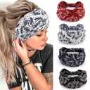 TODDER 4 Pack Bandana Headbands for Women Boho Paisley Headband Knotted Head Wraps Turbans Non Slip Bandana Headbands for Sport Yoga Workout