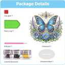 Koikify Diamond Painting Tabletop Ornament, DIY Crystal Diamond Art Kit with Blue Floral Butterfly, Stand Up Gem Painting Craft for Home & Office Decor (9.45 x 9.09 Inch/24 x 23.1 cm)