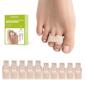 Bukihome Hammertoe Corrector - 10 Pack Toe Straighteners - Broken Toe Wraps - Realign Bent, Curled, Crooked, Claw, Hammer Toes - Toe Corrector Splints for Men and Women (5 Large + 5 Small, Beige)