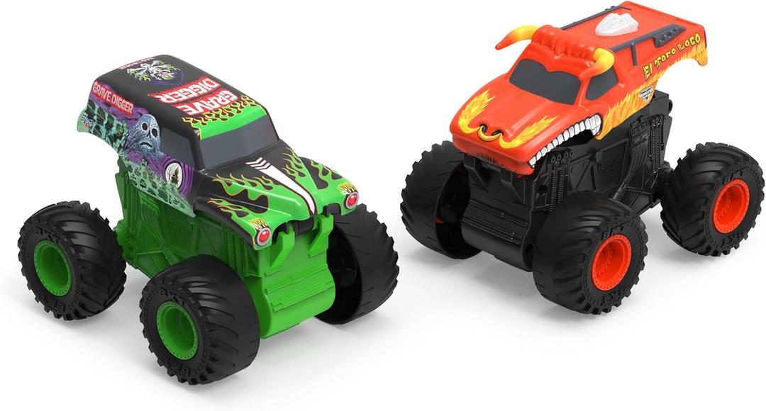 Monster Jam, 2-Pack Official Grave Digger and El Toro Loco Clip & Flip Monster Trucks