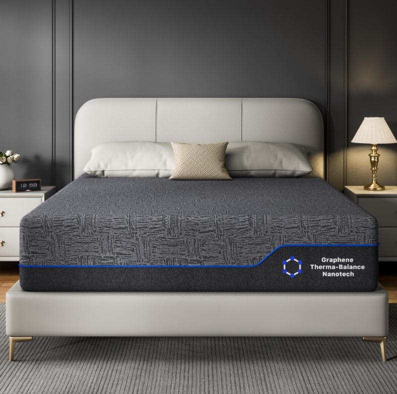 Marsail 12″ Queen Mattress, Medium Firm Plus Memory Foam Mattress with Graphene Fabric and Cooling Gel, CertiPUR-US Certified, Fiberglass-Free,Pressure Relief and Deep Sleep
