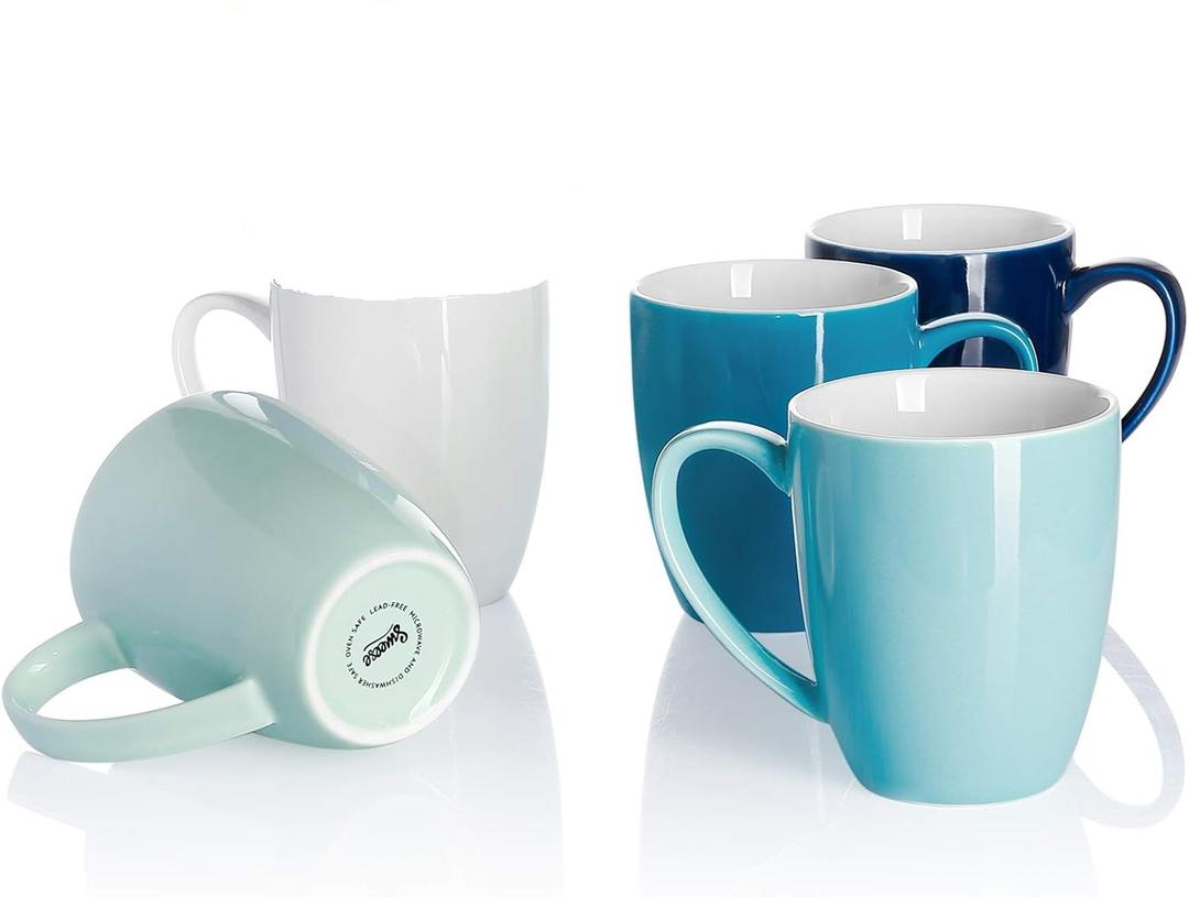Sweese Porcelain Mugs - 12 Ounce for Coffee, Tea, Mocha and Mulled Drinks - Set of 5, Hot Assorted Colors
