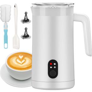 Milk Frother, 4-in-1 Electric Milk Steamer and Frother, 13.5oz/400ml Automatic Large Capacity Warm and Cold Foam Maker, Milk Warmer and Coffee Frother for Latte, Cappuccino, Macchiato(White)