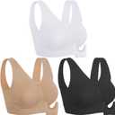 Onory 3 Pack Sports Bras for Women Wirefree Padded Workout Yoga Gym Fitness Bra Medium Support (Nude+white+black)