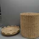 Woven Rattan Storage Basket with Lid, Round Laundry Hamper with Metal Frame, One Size