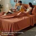 Bedsure Full Size Bed Sheets, Cooling Sheets, Rayon Derived from Bamboo, PureWoven, Breathable & Soft, Deep Pocket Up to 16 Inches, Hotel Luxury Silky Bedding for Hot Sleepers, Burnt Orange