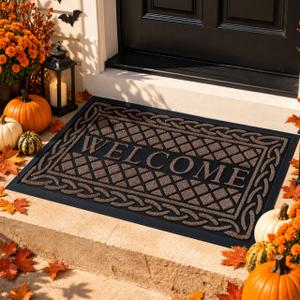 Mibao Welcome Mats for Front Door, 30" x 47" Heavy Duty Door Mats for Home Entrance Outdoor, Non-Slip Front Back Doormat for Outside Entry, Waterproof Low Profile Porch Garage Decor, Burgundy