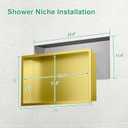 SaniteModar Shower Niche, Stainless Steel Shower Niche No Tile Needed, Recessed for Bathroom Storage (Brushed Gold, 12x24)