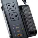 Recessed Power Strip with 20W USB C Port, Fast Charging USB A Port Conference Recessed Outlet, Space-Saver for Furniture Side Table, End Table, Desk Outlet with 6ft Cord, 45 Thin Flat Plug, Black