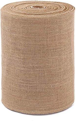 Burlap Table Runner 12 Inch by 50 Yards Natural Jute Hessian Burlap Roll Crafts Fabric Rolls with Sewn Edges for Country Rustic Party Wedding Decorations Farmhouse Kitchen Decor(12" x50Yard)