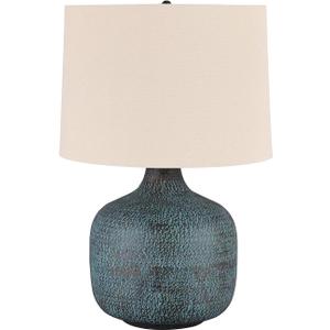 Signature Design by Ashley Malthace 24.5" Metal Accent Table Lamp, Beige, Copper, Blue & Bronze