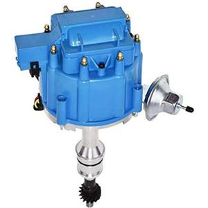 A-Team Performance HEI 8-Cylinder Distributor - Blue Cap, Standard Packaging - One-Wire Install & Coil Wire - 65K-Volt Coil & Vacuum Cap - Compatible with Ford 351C, 351M, 400M, 429 & 460 Engines