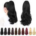 ponytail extension,16" claw clip hair extensions ponytail short curly hair ponytail Extension Natural Looking Synthetic Hairpiece for Women Black