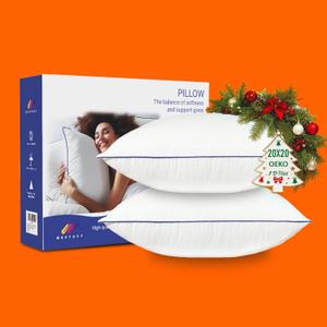 20x20 Pillow Inserts Set of 2, Machine Washable Soft Fluffy Hypoallergenic Virgin Microfiber Premium Throw Pillow Stuffer, Christmas Decorative Cushion for Bed, Couch, Sofa,Indoor - White