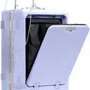 Nobl Travel Carry On Luggage, Noble Zipperless Aluminum Frame PC Hard Shell Suitcase, 20.8"x15"x8.7" Airline Approved, 360 Spinner Wheels, TSA Locks, USB Charging Port, Cup & Phone Holder - Lavender