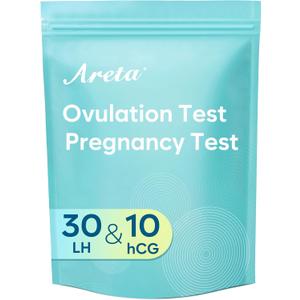 2 x Areta Ovulation & Pregnancy Test Strips: 30 Ovulation Strips & 10 Pregnancy Tests Combo Kit | Accurate at-Home Fertility Tracker | Highly Sensitive Early Pregnancy Detection | 30 LH + 10 HCG (1 Count (Pack of 40))