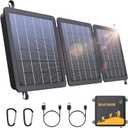 15W Small Portable Solar Panel Chargers (5V/3.0A USB-A/USB-C), IP65 Waterproof Foldable Solar Panel with Large Storage,Backpack Solar with 2 Carabiner for Camping,Hiking, Cell Phone,Tablet