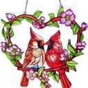 Stained Glass Window Hanging Cardinal Suncatcher, Red Cardinal Gifts for Women, velaboll 10 inch Cardinal Decor for Home Decor, Garden, Patio, Gift for Nature and Bird Lovers