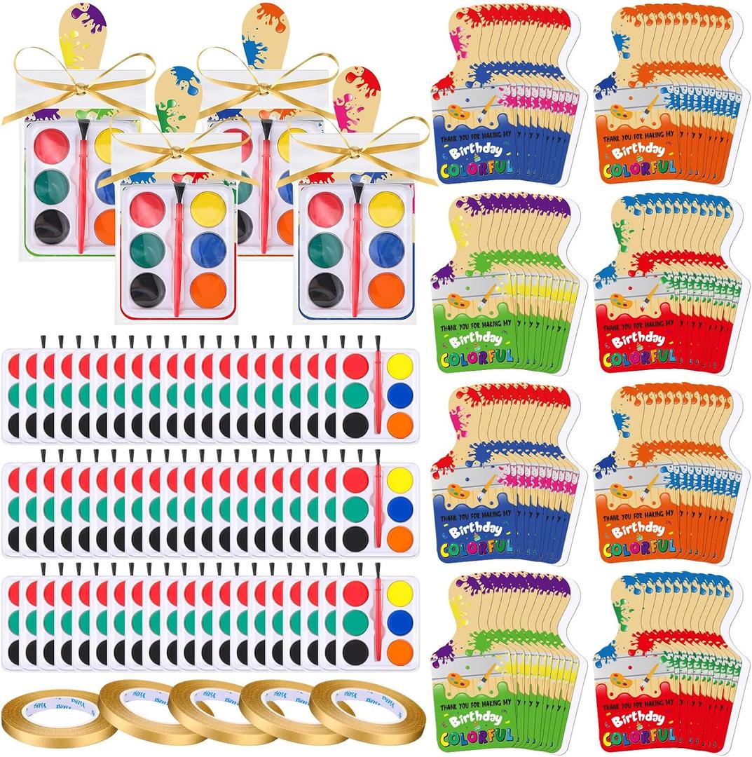 205 Pcs Watercolor Paint Set for Kids Painting Art Party Favors Watercolor Pallets with Colorful Cards Kindergarten School Graduation Gifts Bulk for Birthday Exchange Graduation Party Favors