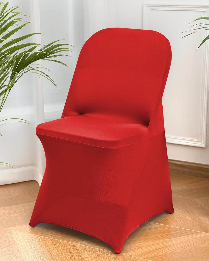 20 Packs Red Spandex Stretch Folding Chair Covers for Wedding Party,Universal Fitted Washable Dining Seat Slipcovers Protector Decoration for Holiday Banquet Birthday Celebration Event