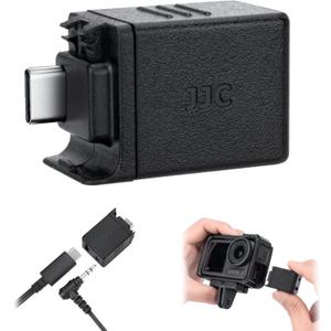 Osmo Action 6 Mic Adapter, 3.5mm Audio Mic Adapter for DJI Osmo Action 6 5 Pro 4, Supports Microphone Input, External Microphone Converter with Type-C（for Charging）Interface for Recording Vlogging