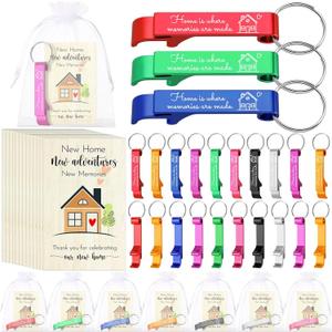Reallnaive 48 Sets Housewarming Party Favors for Guests Home Bottle Opener with Thank You Cards Organza Bags House Warming Return Gifts New Home Guests Souvenirs Party Decorations