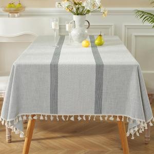 TruDelve Cloth Tablecloths Boho Gray Table Cloth Rectangle Tables 6 Foot Table Cloths Rustic Farmhouse Tablecloth(A-Grey,70"x55",Rectangular)